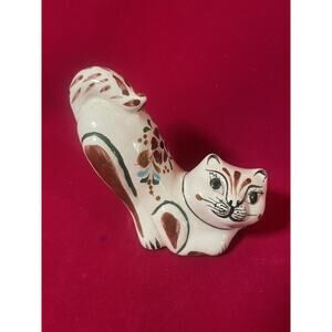 Tonala Mexico Signed Painted Art Pottery Folk Cat
